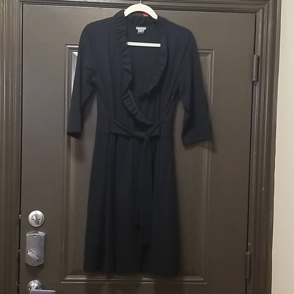 Ann Taylor Black Dress Ruffled neck sz 10